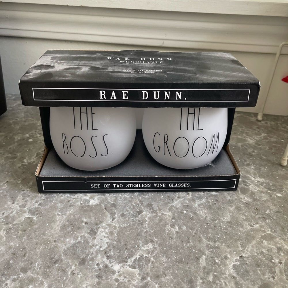 Brand new, unused, stemless wine glasses